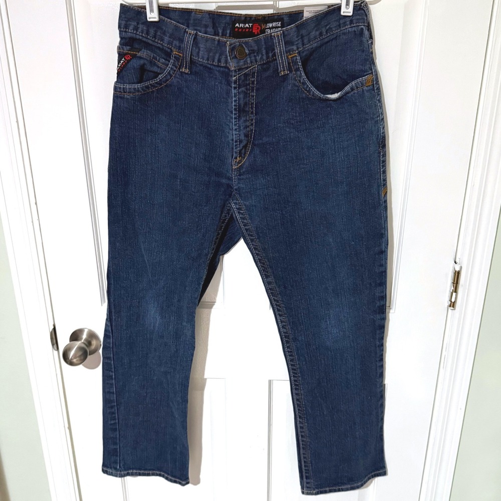 Ariat FR M4 Low Rise Straight Leg Jeans Mens 33x30 Dark Wash Blue Denim CAT 2